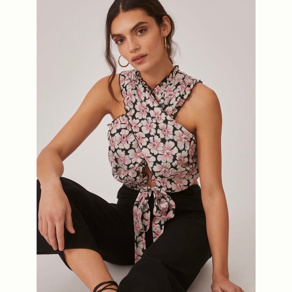 Anthropologie Let Me Be Twisted Halter Cropped Top